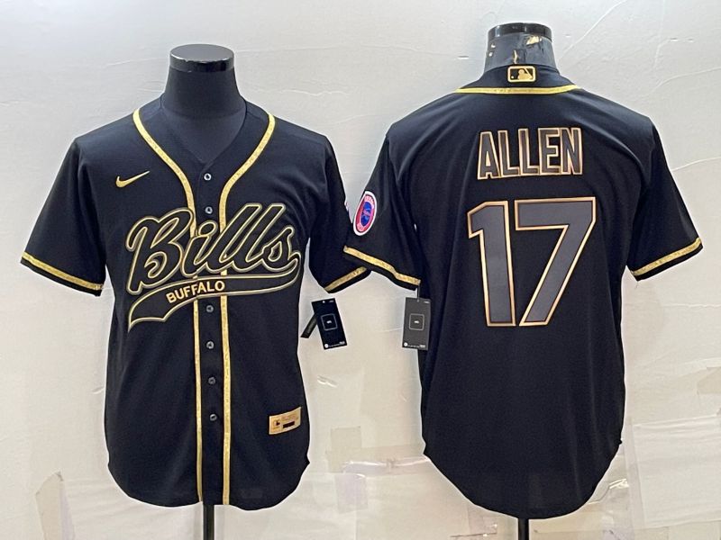 Men Buffalo Bills #17 Allen Black Gold 2022 Nike Co branded NFL Jerseys
